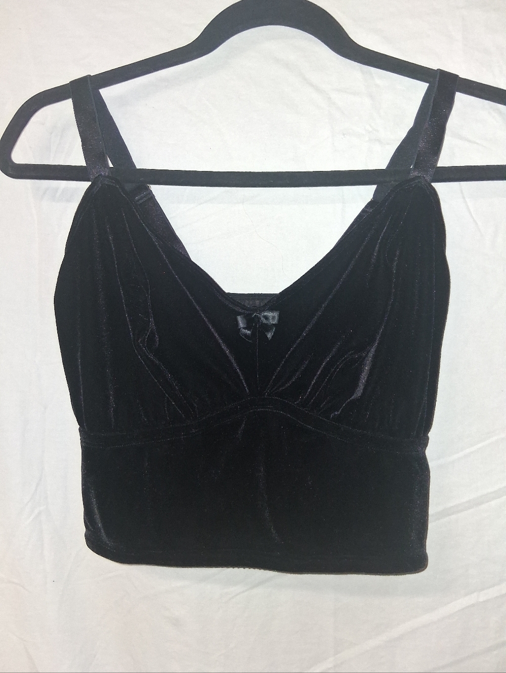 Black Velvet Cropped Tank Top